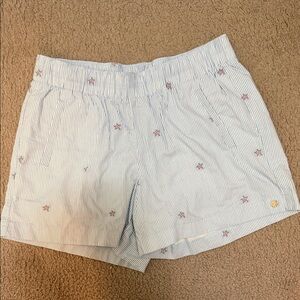 Lilly Pulitzer Blue Striped Shorts with Pink Embroidery